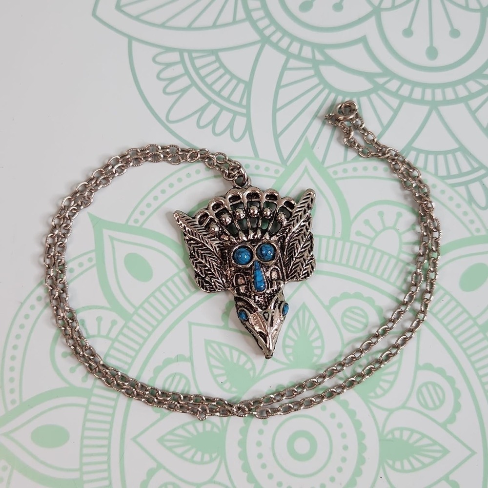 Southwestern Style Bird Pendant Silver-tone - Picture 2 of 4